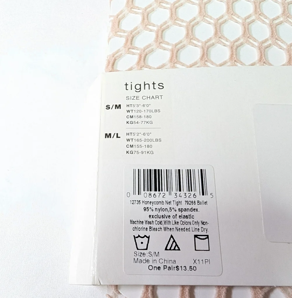 NWT HUE Fishnet Style Tights Size Small/MEDIUM